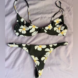 Benoa Swim Black and White Floral Bikini